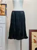 Falda midi de terciopelo plisada, elegante y versátil, estilo coreano, adelgazante, para otoño e invierno, para mujer, color negro, talla única