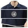 Camisa Polo de verão pesada, estilo duas peças falsas, camiseta de manga curta para homens, corte solto, tamanho grande, marca moderna estilo americano, camisa Polo de meia-manga com gola