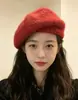 Boina tejida, gorro de artista de punto de felpa para otoño e invierno, estilo ins versátil, adecuado para cabezas grandes, hace que la cara se vea más pequeña, gorro de lana, transfronterizo