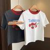Camiseta fina con estampado de letras cortas para mujer, de Corea del Sur, con un toque de estilo fresco y dulce, de manga corta, para primavera y verano, nueva L0506Z