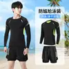 Conjunto de Roupa de Banho Masculina Transfronteiriça Conjunto Completo 2026 Novo Proteção Solar Top Masculino Equipamento de Natação Adulto Roupa de Banho Anti-constrangimento