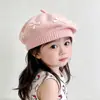 Boina para Niñas para Otoño e Invierno, Lindo Moño Dulce, Gorro de Punto Cálido y Cortavientos para Bebés Niñas, Gorro de Artista Tejido