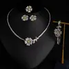 Collar de novia con flores de circonita de estilo coreano, conjunto de pulsera y anillo para vestido de novia de noche, decoración para estudio fotográfico.