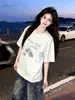 Camiseta Estampada Tie-dye de Manga Curta, Algodão 100%, Estilo Retrô, Personalidade, para Homens e Mulheres, Verão, Solta, Gola Redonda, Top para Casal, ins