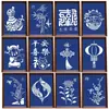 Patrimônio Cultural Imaterial Estêncil Artesanal Template de Tingimento Pacote de Materiais Ferramentas para Tie-dye Artesanato Infantil Corante Azul Impressão Estêncil em Forma de Feijão Pó de Pasta