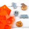 Más de 6 incluso Murciélago de Halloween Fantasma Calabaza Cráneo Dibujos Animados Molde de Silicona para Pastel Molde para Jabón Hecho a Mano DIY