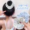Ligas para el Cabello de Encaje Lindas y Dulces, Ligas Azules de Cuadros Grandes Estilo Coreano, Scrunchies para Niños, Accesorios para el Cabello al por Mayor