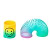 Pequeño Mini cara sonriente resorte arcoíris círculo caricatura anillo de apilamiento creativo juguetes educativos para niños 12 por bolsa