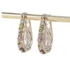 Nuevos Pendientes de Cristal Gota de Agua de Color Retro Europeo y Americano, Pendientes Brillantes y Versátiles para Mujer, Pendientes Populares de Lujo Ligero al Por Mayor