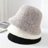 Sombrero de Pescador Peludo de Otoño e Invierno para Mujer, Color Puro, Pequeño Sombrero de Pescador que Muestra la Cara, Sombrero de Pescador de Felpa a Prueba de Viento y Cálido
