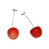 Pendientes Largos de Cereza Roja para Mujer, Lujo Accesible Diseño de Nicho, Pendientes Elegantes de Gama Alta, Nuevo Estilo Popular Pendientes Sencillos