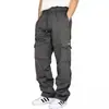 Pantalones deportivos casuales transfronterizos nuevos europeos y americanos con forro polar, tobillo atado, multibolsillos, encaje, pantalones de chándal para hombre, overol