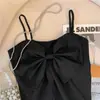 Top de Tirantes con Lazo Grande para Niñas 2025 Verano Nuevo Plisado Estilo Coreano Moderno Versátil Top de Celebridad de Internet