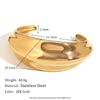 Joia Elegante de Aço Inoxidável, Banhada a Ouro 18K, Superfície Curva Côncavo-Convexa, Pulseira Aberta Lisa para Mulheres, Pulseira de Aço Inoxidável