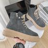 Botas para Hombre 2026 Piel Negra Estilo Británico Moderno Botas de Cuero Transfronterizas para Motociclista con Forro de Lana y Diseño de Caña Media Engrosada