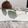 Gafas de sol sin montura de nuevo estilo con bordes cortados, Gafas poligonales de moda europea y americana para mujer, Gafas de moda callejera trendy
