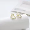 Pendientes de Lujo Ligero de Alta Gama de Piedra Ojo de Gato Geométricos de Diamante y Perla para Mujer Aguja de Plata 925 Simple Elegante Combinables Pendientes de Moda