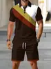 Comércio Exterior Aliexpress Temu Moda Masculina Casual Camiseta Polo de Manga Curta Estampa 3D Conjunto de Roupas e Calças