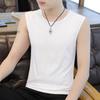 Colete de malha de seda de gelo masculino Masculino Fino Fitness Stretch Traceless Ombro largo Malha Camiseta Esportes Secagem rápida Verão Na moda