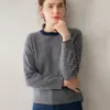 Outono 2026 Novo Estilo Simples para o Dia a Dia Listrado Gola Redonda Feminino Solto Suéter de Cashmere Tricô Pulôver