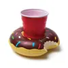 Portavasos inflable de PVC con forma de dona, portavasos inflable rosa de una sola dona para pasteles y galletas