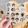 Pegatinas transparentes populares estilo Q originales con dos protagonistas masculinos, lindos personajes estilo Q atrapados en la noche eterna, pegatinas decorativas para manualidades