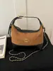 Bolso vintage de gamuza de nicho para mujer, bolso cruzado versátil y elegante con cadena acolchada, bolso de hombro y axila de moda con bloques de color