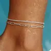 Amazon Nuevo Conjunto de Playa de Verano de 3 Piezas Tobillera para Mujer Retro Apilada Multicapa Acero Inoxidable Joyería de Moda de Nicho