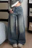 Jeans Americano Retrô Lavado de Perna Larga para Mulheres, Novo Estilo Primavera, Caimento Solto Vintage, Perfeito para Emagrecer, Calça de Caimento Fluido Comprimento Total