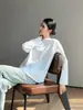 Dragon Marino Warren LST029 Top Sencillo Versátil Estilo Europeo y Americano para Viajes Urbanos Camiseta de Manga Larga con Cuello Redondo de Algodón