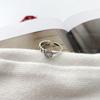Anillo abierto asimétrico con cadena de ágata redonda estilo coreano de plata de ley S925