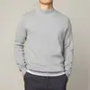 Suéter de cuello medio Otoño e Invierno 2024 para Hombre Camisa base de cuello medio Suéter simple de color liso japonés Moda para hombre