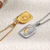Moda Europeia e Americana Geométrico Criativo Estiloso Colar Aço Inoxidável Banhado a Ouro 18K Pingente Rosto de Sol Colar Feminino Luxo Acessível