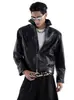 Jaqueta de Couro PU Curta de Luxo Leve Masculina 2026 Outono/Inverno Grande Grão de Lichia Ombros Acolchoados Senso de Design Jaqueta de Motociclista
