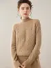 Suéter de Lã Fofo e Luxuoso Outono e Inverno 2026 Gola Alta Meia Cor Liso Feminino Engrossado Quente Manga Longa Tricô de Ponto Torcido Camada Base