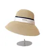 Sombrero de Paja Tejida Elegante Estilo Francés con Lazo Plegado para Salidas, Protección Solar, Sombrero Tipo Cubo con Estilo, Sombrero de Pescador Versátil