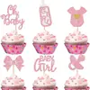 Topo de Bolo Rosa Glitter Amazon para o Primeiro Aniversário de Menina, Batizado de Bebê, Decoração de Mesa de Sobremesa para Festa de Aniversário de Bebê