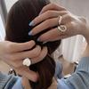 Anillo Coreano de Nicho de Personalidad Simple Combinable Elegante Estilo Frío Metal Irregular Corazón Amoroso Anillo Abierto para Mujer