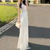 Woppeii Peipei Marca Privada Top de Encaje Verano Nuevo Estilo Cuello en V Ajustado Ceñido a la Cintura Camiseta sin Mangas para Mujer