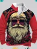 Sudadera Navideña para Hombre Estilo Comercio Exterior Transfronterizo 2024 Moda Sudadera con Estampado Digital Navideño Cuello Redondo Pullover