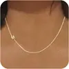 Colar Inicial 26 para Mulheres, Corrente de Clavícula Lateral Casual, Letra Fofa, Corrente de Clavícula em Formato O de Aço Inoxidável