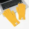 Guantes de punto de lana para mujer de otoño e invierno con contenido de lana, a prueba de frío, cálidos para estudiantes, con muñeca y dedos engrosados