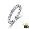 Anillo de Plata de Ley S925 de Círculo Completo con Moissanita Pavé Anillo de Banda Completa Pavé Anillo de Fuente Transfronteriza de Lujo Ligero Europeo y Americano