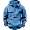 Moletom com Capuz de Cor Sólida Outono/Inverno Novo para Jovens Homens e Mulheres, Jaqueta Moletom com Múltiplos Bolsos, Personalizável - Cross-Border Amazon Europeu e Americano