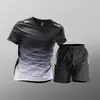 Conjunto esportivo masculino, roupa de secagem rápida, regata e shorts de seda gelada, vestuário de treino de verão para corrida e fitness, atacado de fábrica transfronteiriço