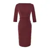 Vestido de Um Ombro Feminino 2026 Primavera/Outono Novo Design Cintura Fina Saia Bodycon Profissional Senso de Design Ligeiramente Maduro Vestido de Manga Três Quartos