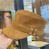 Sombrero de Montar Retro de Gamuza de Copa Plana para Mujer, Moda Casual Otoño/Invierno que Adelgaza la Cara, Sombrero Pico de Pato, Elegante Sombrero de Pintor