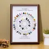 Pedrisco de Cristal Natural com Texto Chinês e Inglês, Porta-Retrato de Madeira Maciça, Pintura Decorativa DIY com Pedra Bruta de Cristal, Decoração para Entrada de Sala de Estar