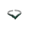 692 Estilo Coreano Ins Diseño de Nicho Gotas Rojas y Verdes de Pegamento Forma de V Irregular Cara Anillo Abierto de Plata de Ley S925 para Mujeres