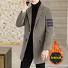 Casaco de Lã de Comércio Exterior Masculino Comprimento Médio Outono e Inverno Casual Casaco de Lã Masculino Algodão e Aconchegante Top Moderno Jovem